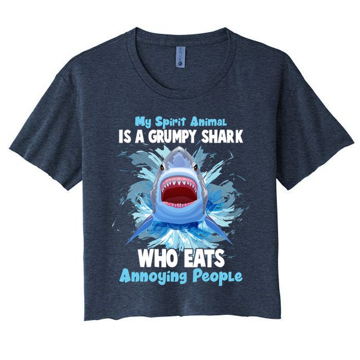 Funny My Spirit Animal Is A Grumpy Shark Crop Top