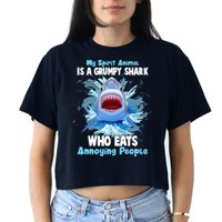 Funny My Spirit Animal Is A Grumpy Shark Crop Top