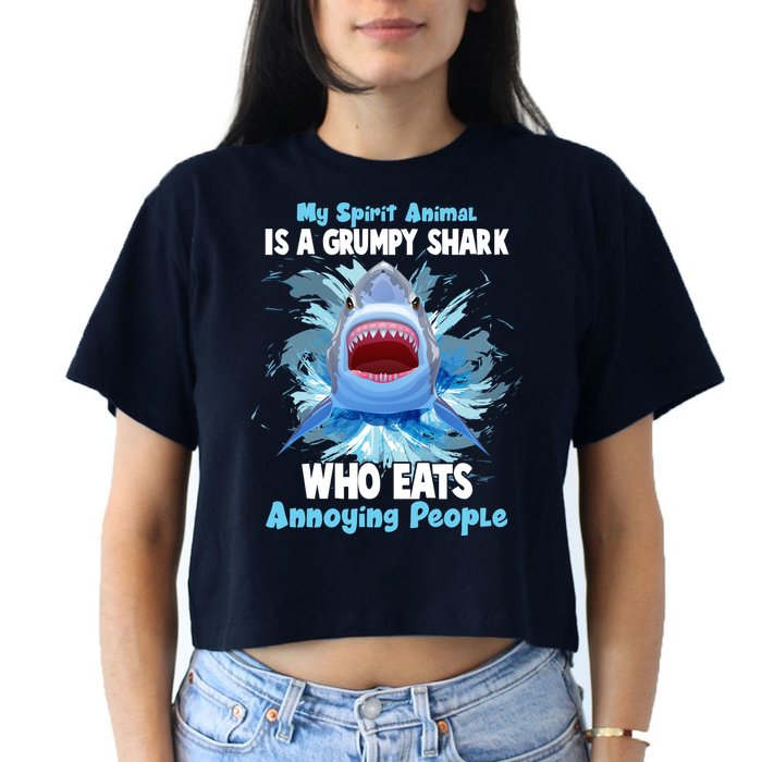 Funny My Spirit Animal Is A Grumpy Shark Crop Top