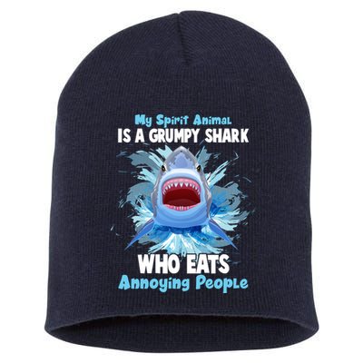 Funny My Spirit Animal Is A Grumpy Shark Short Acrylic Beanie