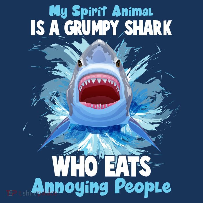 Funny My Spirit Animal Is A Grumpy Shark Short Acrylic Beanie