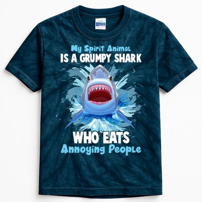 Funny My Spirit Animal Is A Grumpy Shark Kids Tie-Dye T-Shirt
