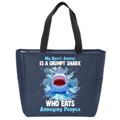 Funny My Spirit Animal Is A Grumpy Shark Zip Tote Bag