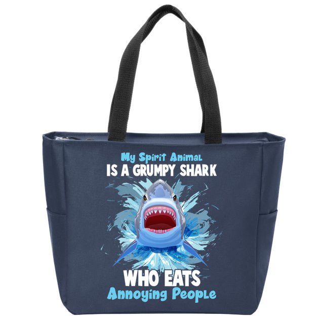 Funny My Spirit Animal Is A Grumpy Shark Zip Tote Bag