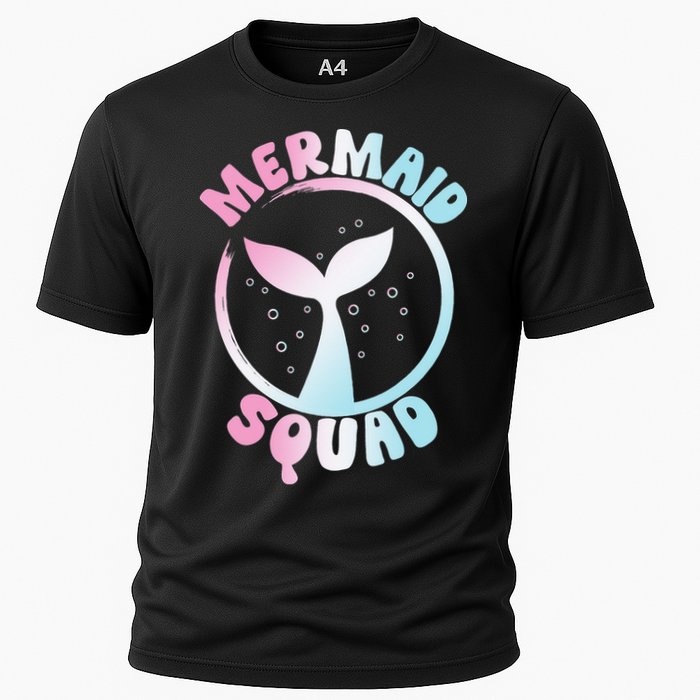 Funny Mermaid Squad Swimming Mermaid Cooling Performance Crew T-Shirt