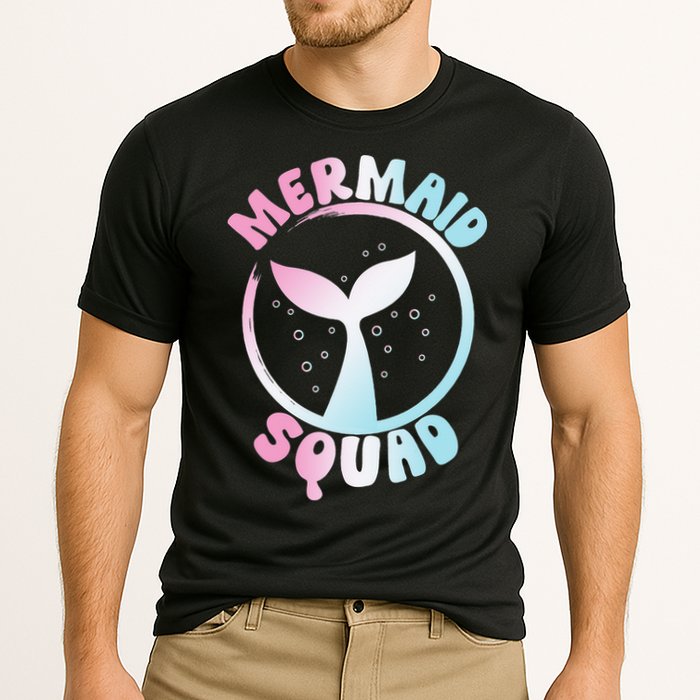 Funny Mermaid Squad Swimming Mermaid Cooling Performance Crew T-Shirt