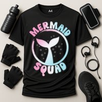 Funny Mermaid Squad Swimming Mermaid Cooling Performance Crew T-Shirt