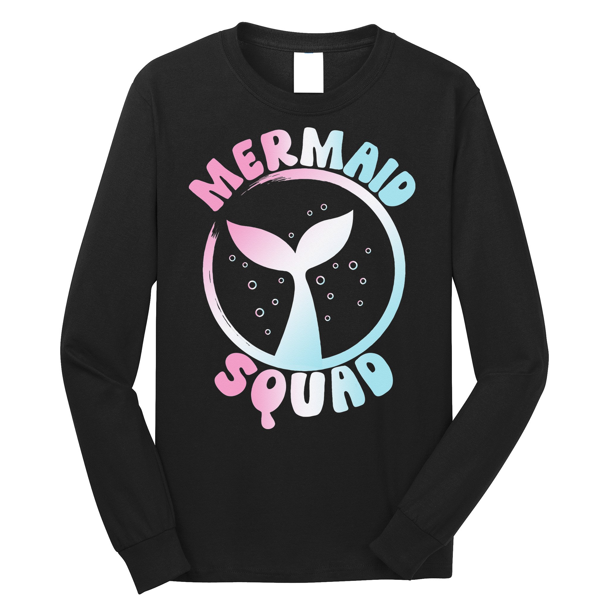 Funny Mermaid Squad Swimming Mermaid Long Sleeve Shirt