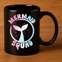 Funny Mermaid Squad Swimming Mermaid 11oz C Handle Ceramic Mug