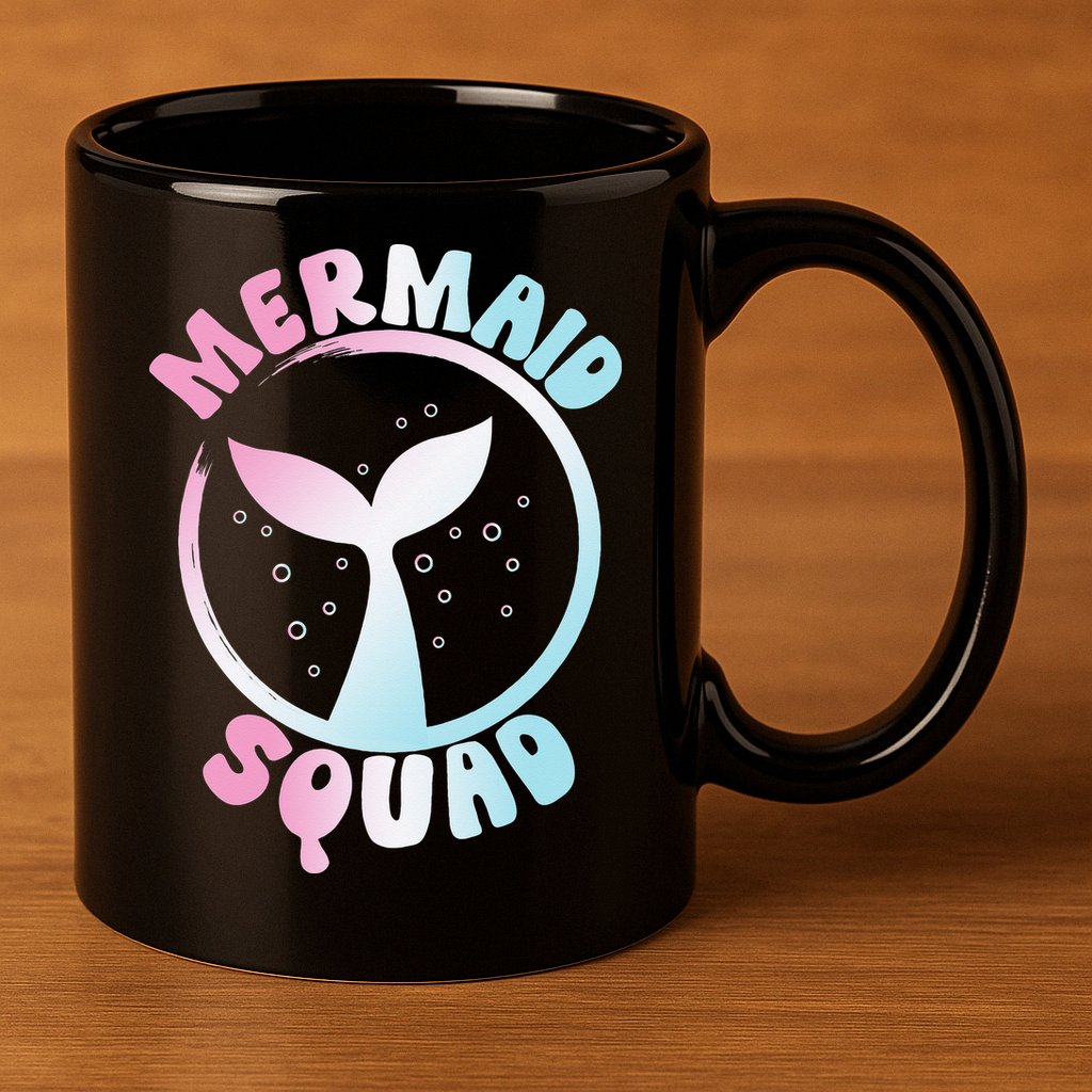 Funny Mermaid Squad Swimming Mermaid 11oz C Handle Ceramic Mug