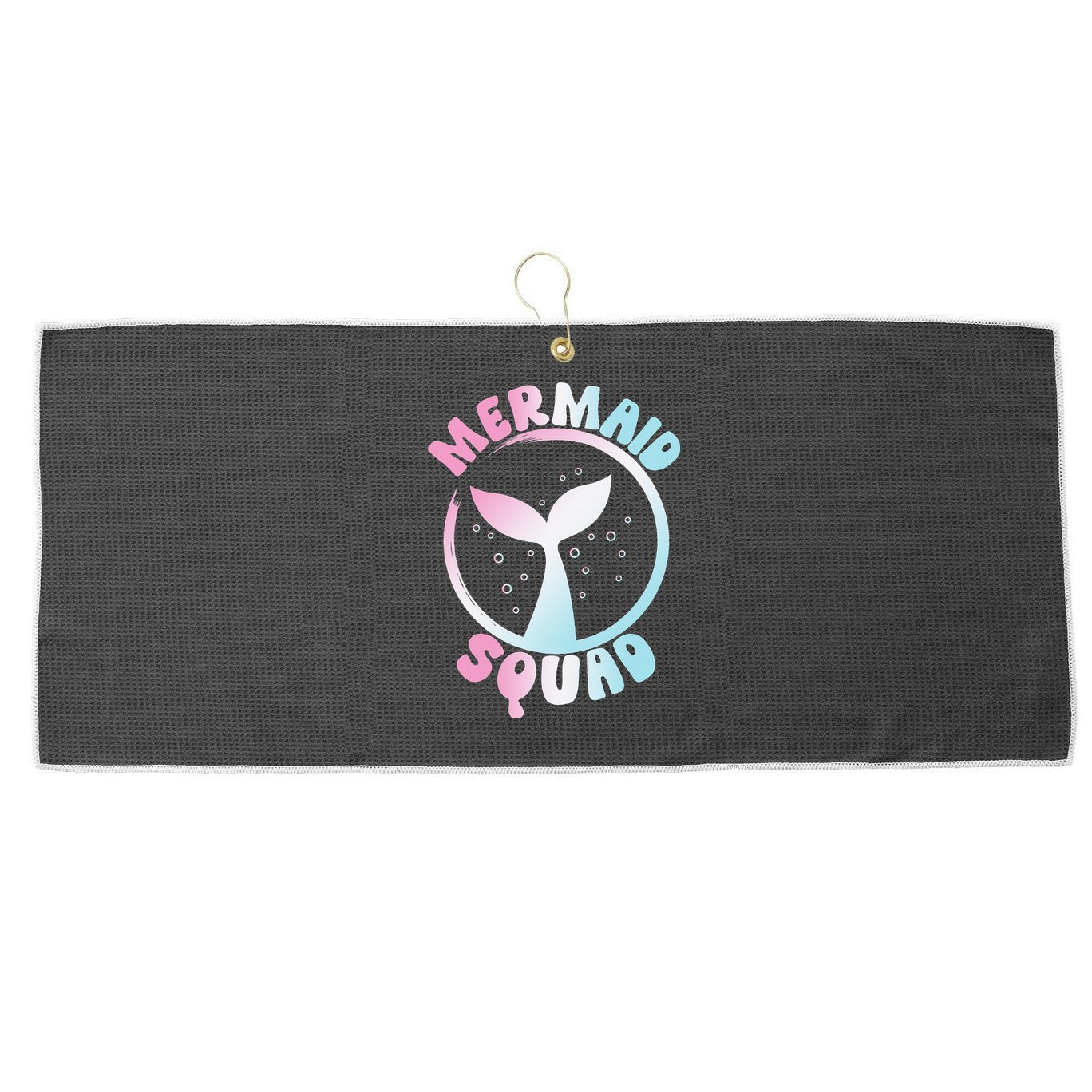 Funny Mermaid Squad Swimming Mermaid Large Microfiber Waffle Golf Towel