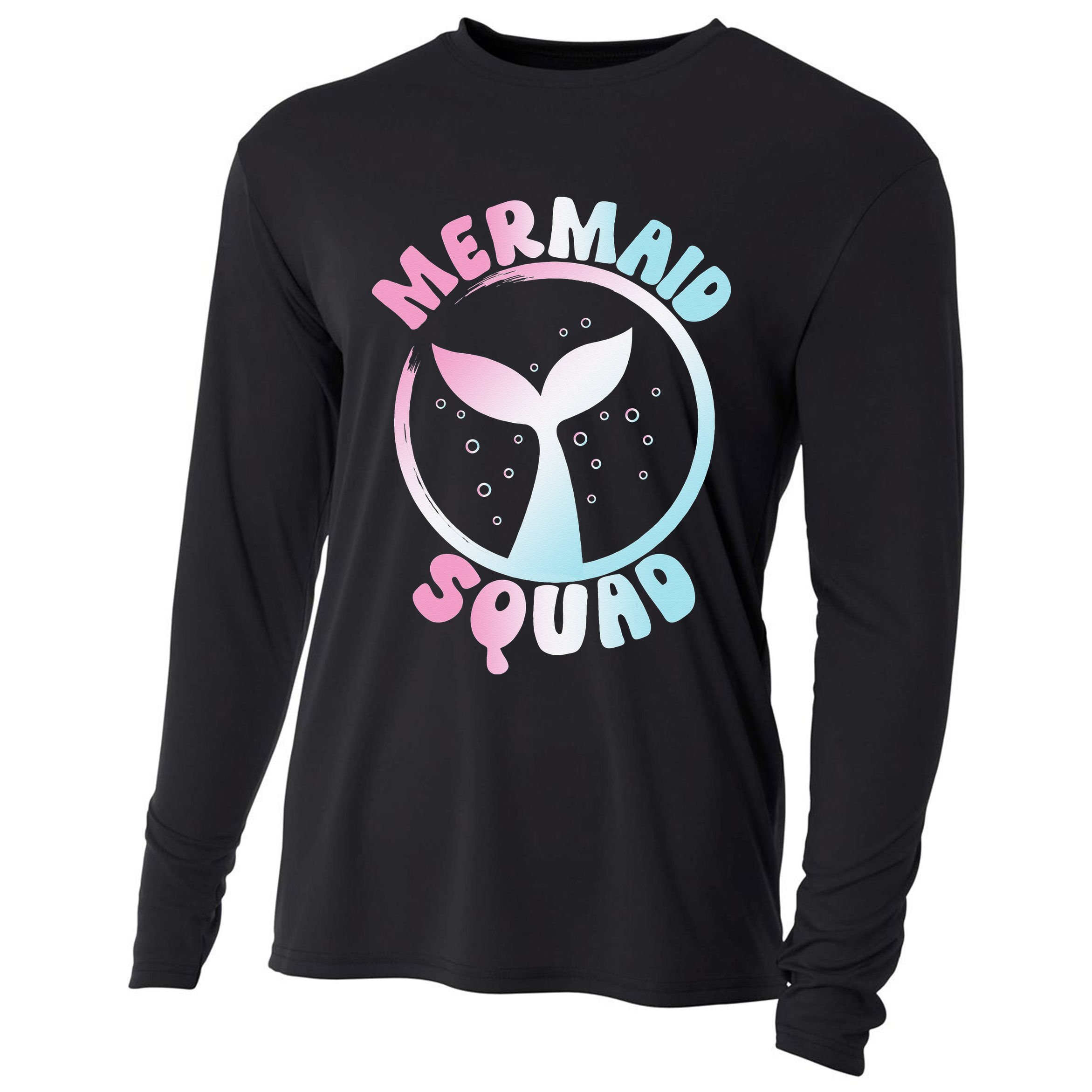 Funny Mermaid Squad Swimming Mermaid Cooling Performance Long Sleeve Crew