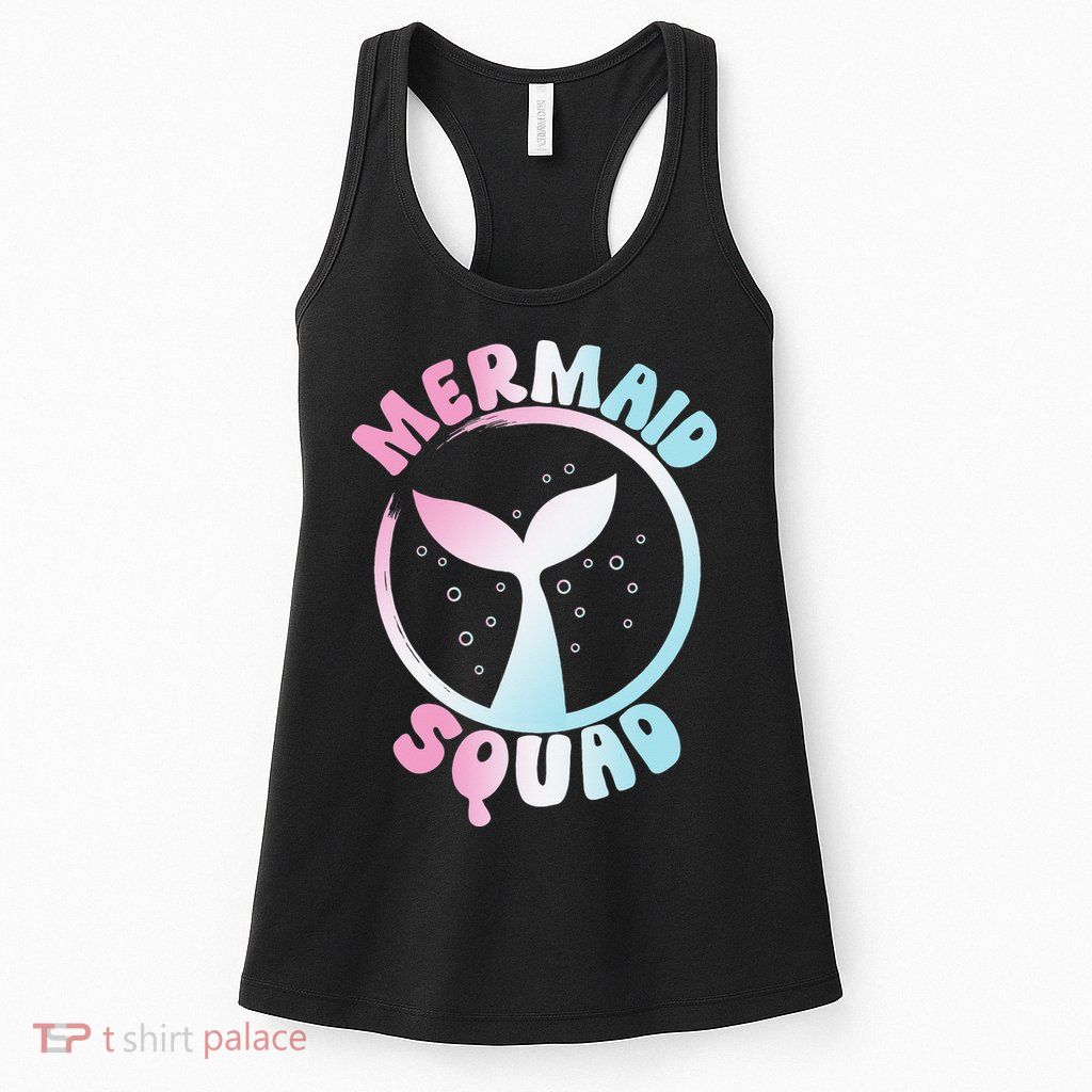 Funny Mermaid Squad Swimming Mermaid Womens Tank Top