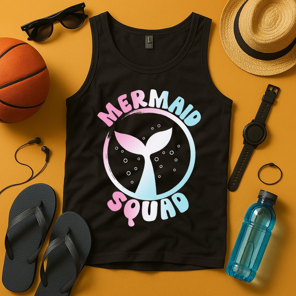 Funny Mermaid Squad Swimming Mermaid Tank Top