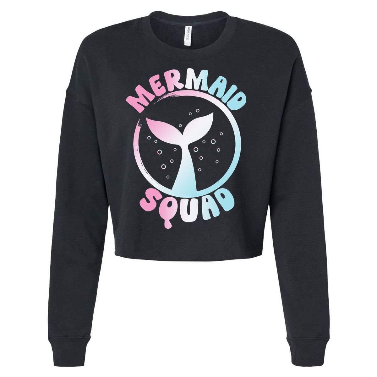 Funny Mermaid Squad Swimming Mermaid Cropped Pullover Crew
