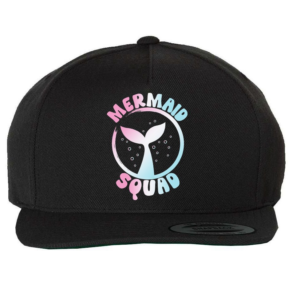 Funny Mermaid Squad Swimming Mermaid Wool Snapback Cap