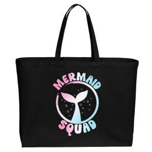 Funny Mermaid Squad Swimming Mermaid Cotton Canvas Jumbo Tote