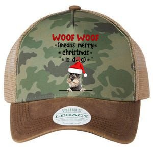 Funny Miniature Schnauzer Woof Woof Means Merry Christmas In Gift Legacy Tie Dye Trucker Hat