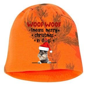 Funny Miniature Schnauzer Woof Woof Means Merry Christmas In Gift Kati - Camo Knit Beanie