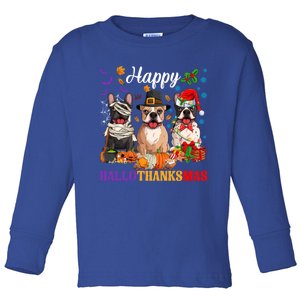 Funny Mummy Santa English Bulldog Dog Happy Hallothanksmas Funny Gift Toddler Long Sleeve Shirt