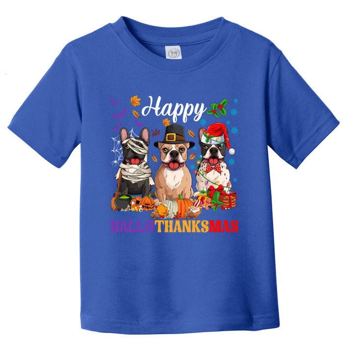 Funny Mummy Santa English Bulldog Dog Happy Hallothanksmas Funny Gift Toddler T-Shirt