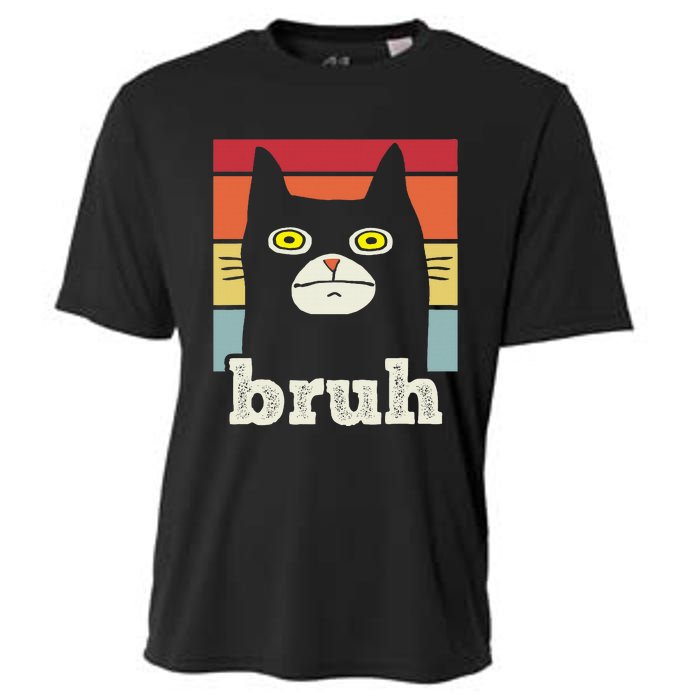 Funny Meme Saying Bruh With Cat Greetings Cooling Performance Crew T-Shirt