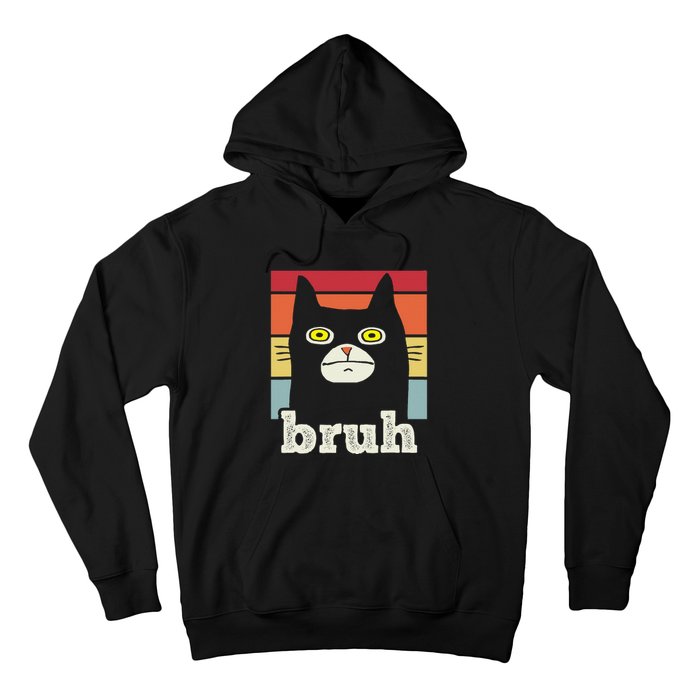 Funny Meme Saying Bruh With Cat Greetings Hoodie