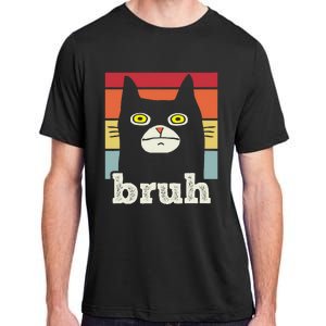 Funny Meme Saying Bruh With Cat Greetings Adult ChromaSoft Performance T-Shirt