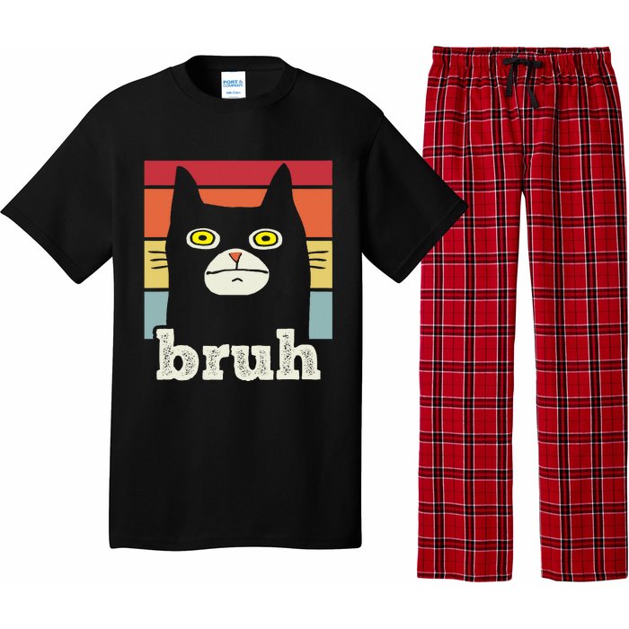 Funny Meme Saying Bruh With Cat Greetings Pajama Set