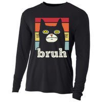 Funny Meme Saying Bruh With Cat Greetings Cooling Performance Long Sleeve Crew