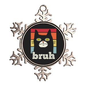 Funny Meme Saying Bruh With Cat Greetings Metallic Star Ornament