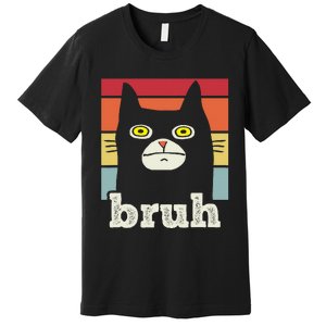 Funny Meme Saying Bruh With Cat Greetings Premium T-Shirt