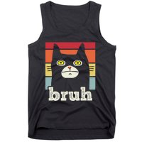 Funny Meme Saying Bruh With Cat Greetings Tank Top