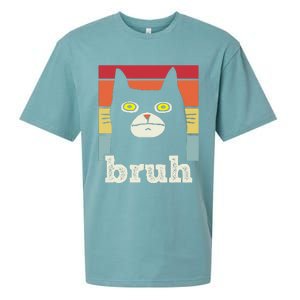 Funny Meme Saying Bruh With Cat Greetings Sueded Cloud Jersey T-Shirt