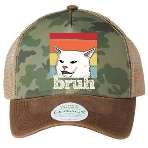 Funny Meme Saying Bruh With Cat Greetings Legacy Tie Dye Trucker Hat