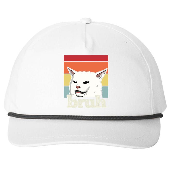 Funny Meme Saying Bruh With Cat Greetings Snapback Five-Panel Rope Hat