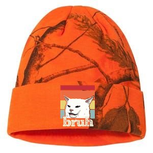 Funny Meme Saying Bruh With Cat Greetings Kati Licensed 12" Camo Beanie