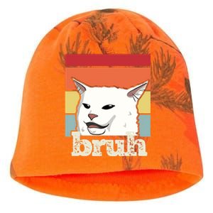 Funny Meme Saying Bruh With Cat Greetings Kati - Camo Knit Beanie