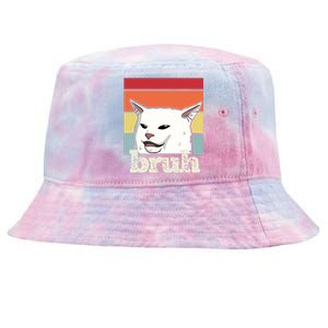 Funny Meme Saying Bruh With Cat Greetings Tie-Dyed Bucket Hat