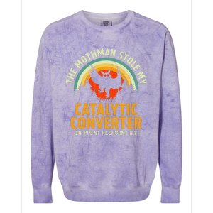 Funny Mothman Stole My Catalytic Converter Mothman Cryptid Colorblast Crewneck Sweatshirt