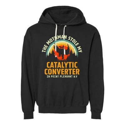 Funny Mothman Stole My Catalytic Converter Mothman Cryptid Garment-Dyed Fleece Hoodie