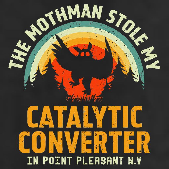 Funny Mothman Stole My Catalytic Converter Mothman Cryptid 7 Panel Mesh Trucker Snapback Hat