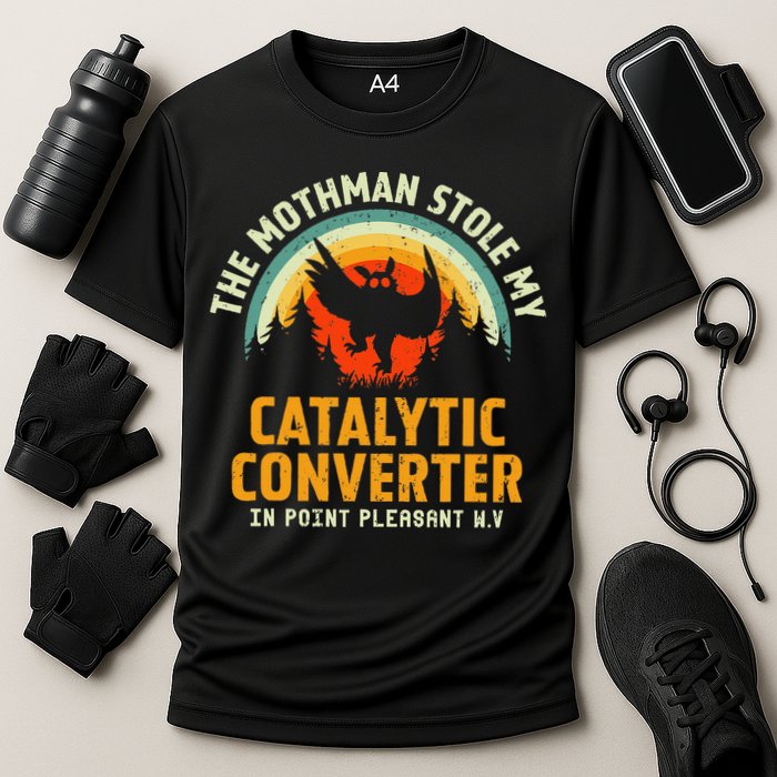 Funny Mothman Stole My Catalytic Converter Mothman Cryptid Performance Shirt