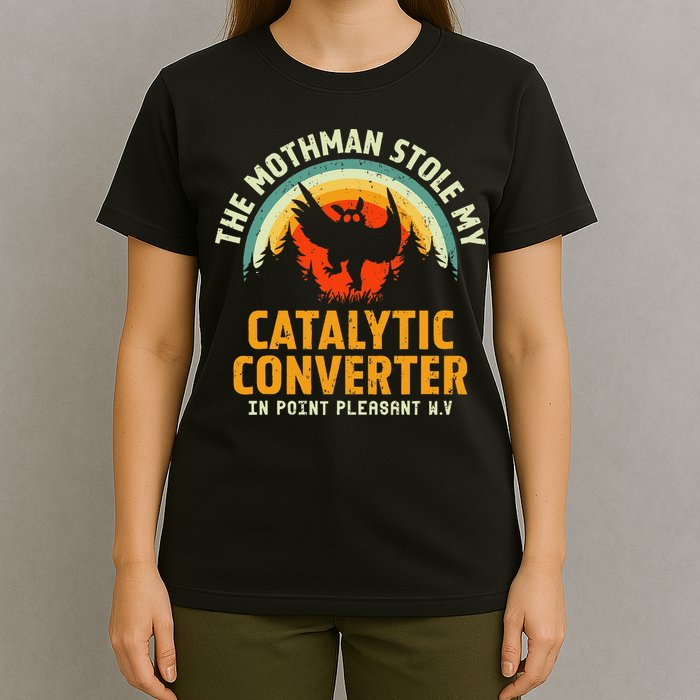 Funny Mothman Stole My Catalytic Converter Mothman Cryptid T-Shirt