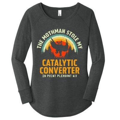 Funny Mothman Stole My Catalytic Converter Mothman Cryptid Women's Perfect Tri Tunic Long Sleeve Shirt
