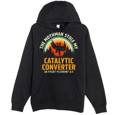 Funny Mothman Stole My Catalytic Converter Mothman Cryptid Premium Pullover Hoodie
