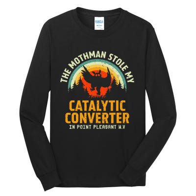 Funny Mothman Stole My Catalytic Converter Mothman Cryptid Tall Long Sleeve T-Shirt