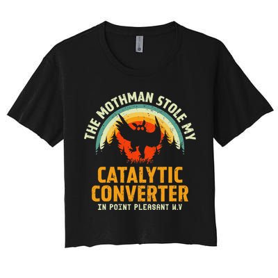 Funny Mothman Stole My Catalytic Converter Mothman Cryptid Crop Top