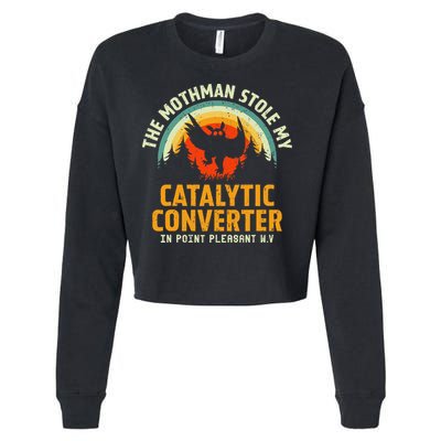 Funny Mothman Stole My Catalytic Converter Mothman Cryptid Cropped Pullover Crew