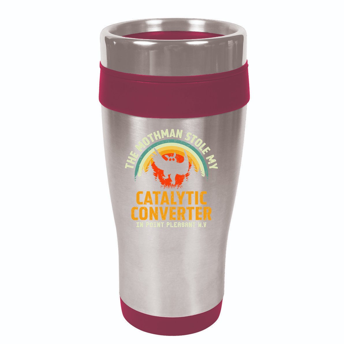 Funny Mothman Stole My Catalytic Converter Mothman Cryptid 16oz Travel Tumbler
